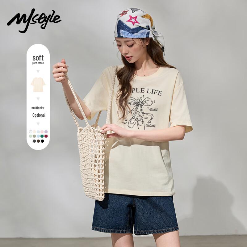 MJ Style Women s Pure Cotton Loose Short Sleeve T-Shirt M