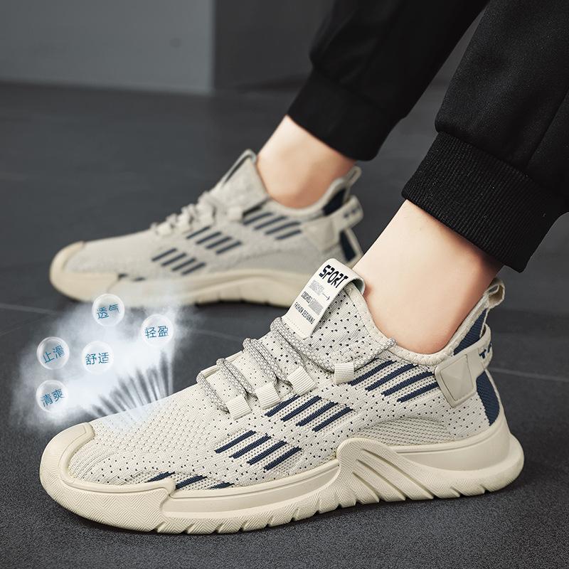 Sports Men's Shoes Summer Breathable Fly-woven Running Shoes Trendy Versatile Student Sports Shoes Soft Sole Lightweight Work Shoes