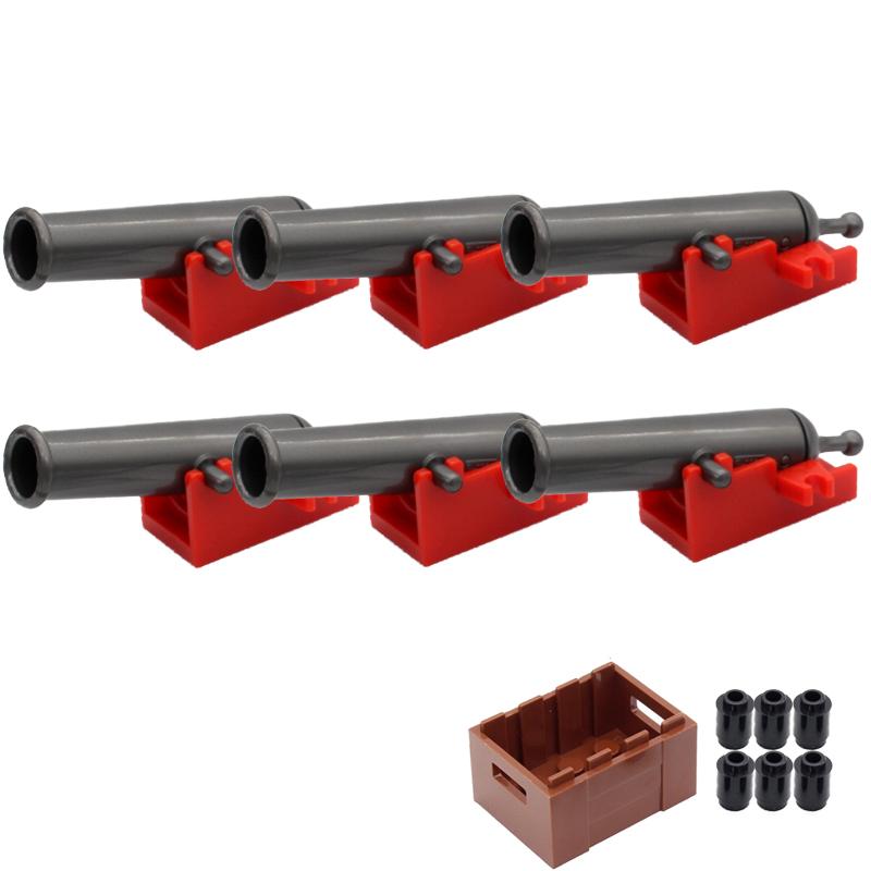 MOC Medieval Army Weapons Building Blocks Cannon Pirate Ship Soldiers Figures Military War Scene Assembling Mini Brick Toy Gifts