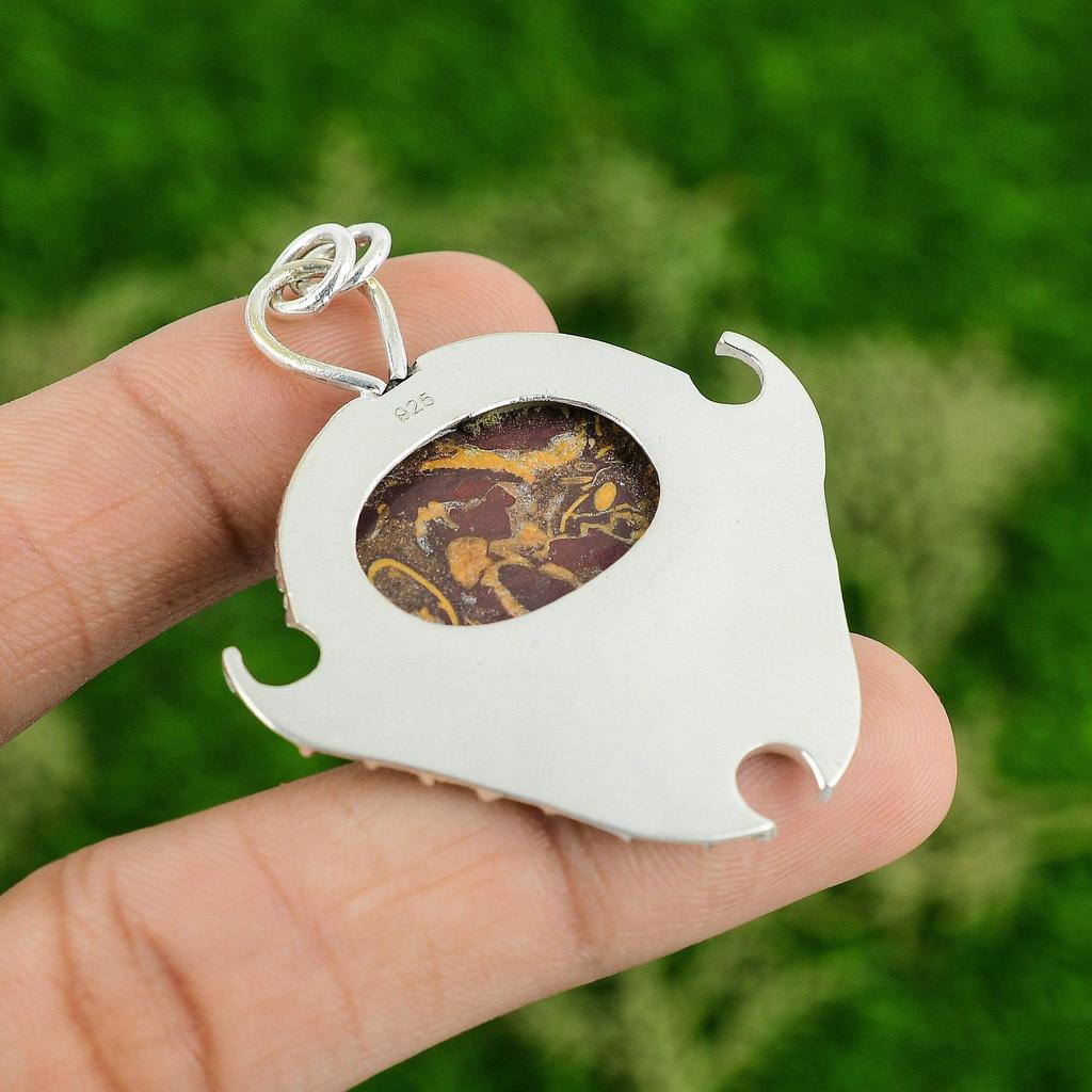 Daughters Day Sale Oval Mariam Jasper Stone Bezel Pendant 925 Sterling Silver