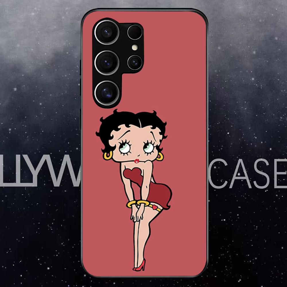 Betty Beautiful B-boop Phone Case For Samsung S25 Edge Ultra S23 S22 S21 S20 Ultra Plus S24 Fe A54 A53 A25 Glass Cover