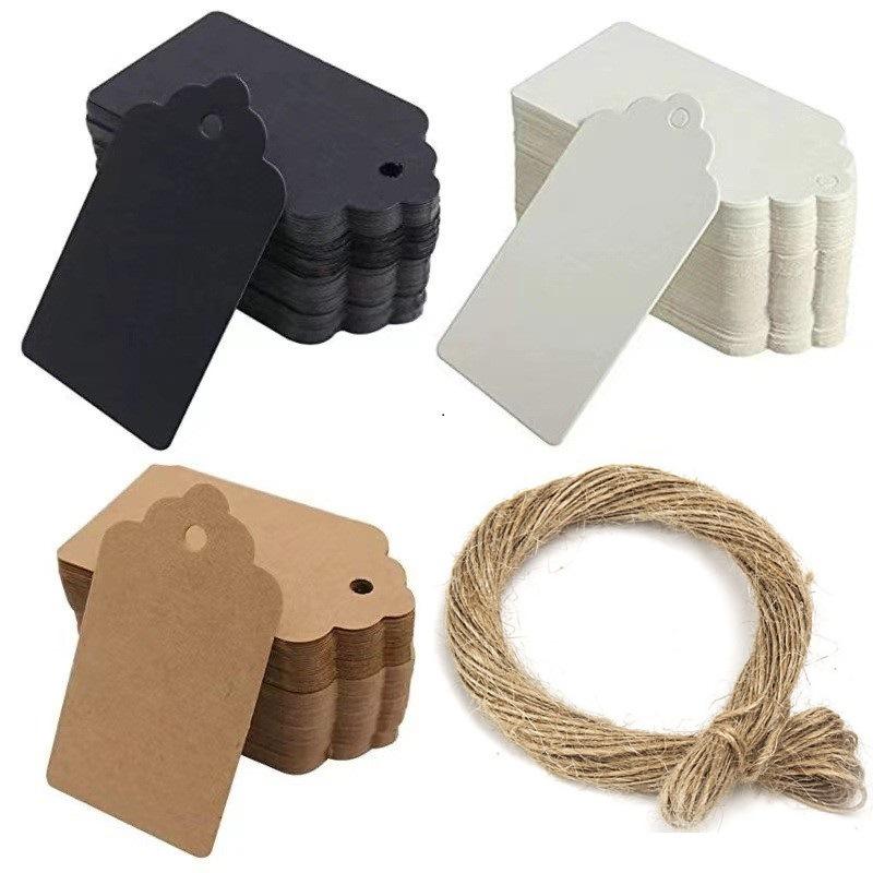 100pcs Premium Gift Tags Kraft Paper Price Tags with 20 Meter Jute Twine Craft Tag Labels for Wedding Christmas Day Thanksgiving