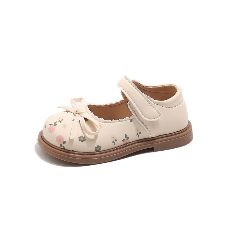 Girls princess shoes sweet floral small leather shoes 2025 new children's shallow mouth single shoes baby girl Mary Jane shoes tide