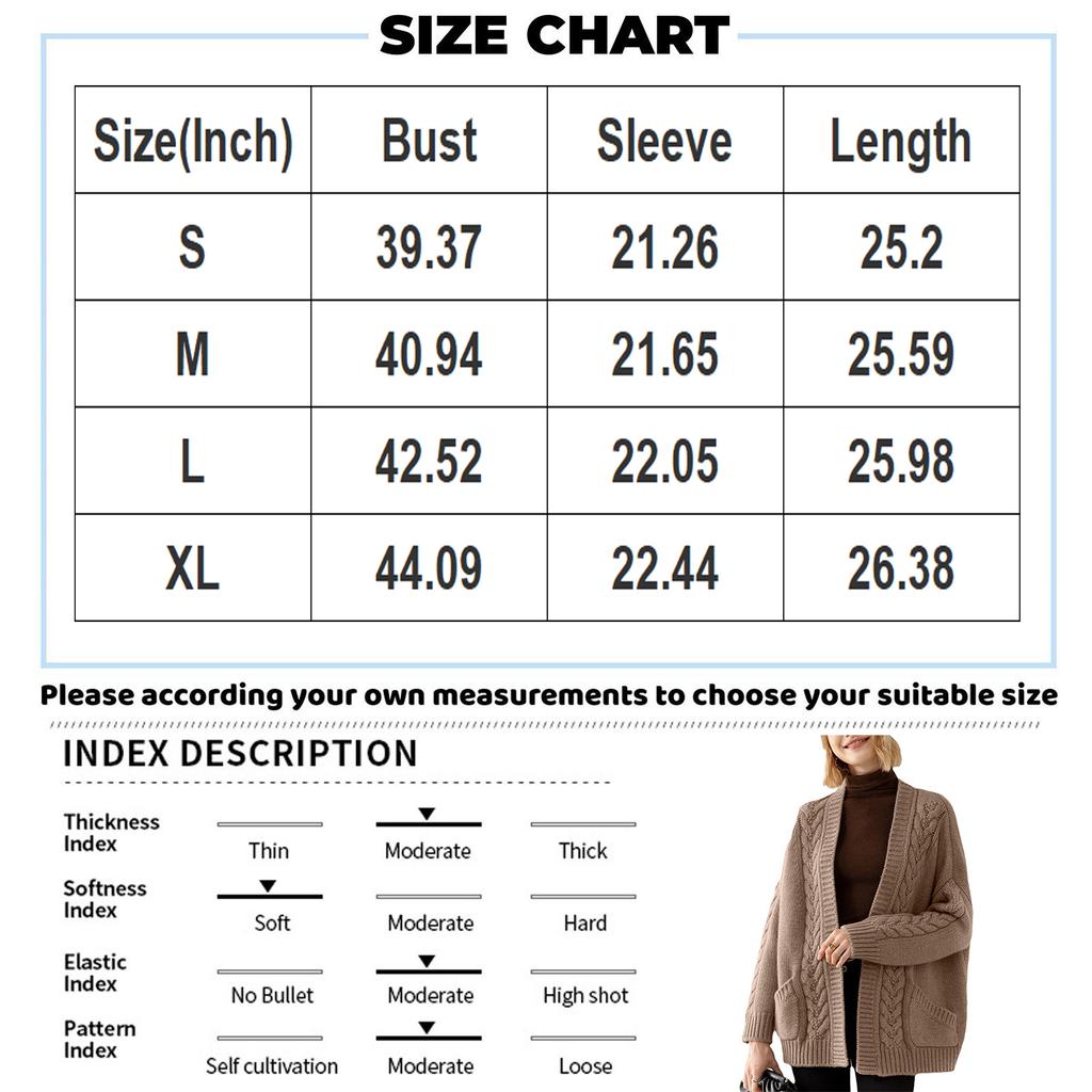 Ladies New Autum And Winter Loose Cable Knit Mid-length Sweater Coat