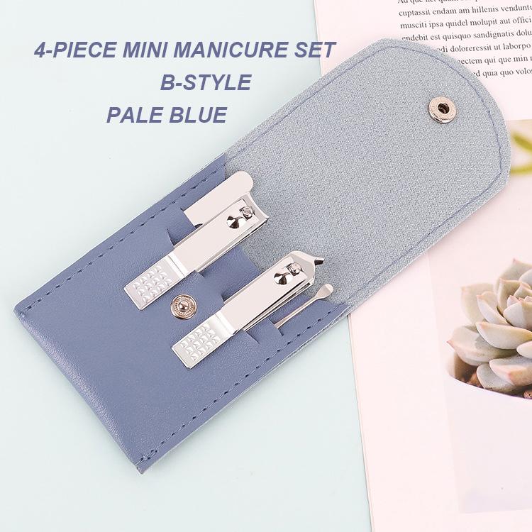 2025 New Hotsale Professional 4-Piece Mini Manicure Set Stainless Steel Nail Kit for Beginners with Leather Case
