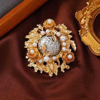Spilla Barocca Vintage di Alta Gamma da Corte con Perle Spilla di Lusso Leggero Accessori Medievali per Cappotto e Giacca