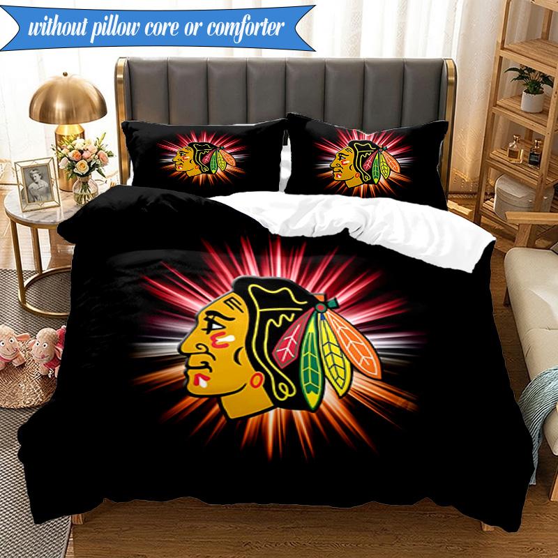 3PCS Blackhawks Printed Bedding Set For Bedroom dormitory,  Includes 1 Duvet Cover & 2 Pillowcases for All Seasons Home Decor Fan gifts