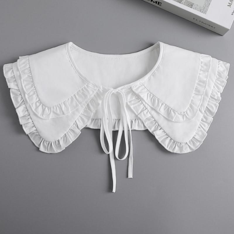 

Двухслойный кукольный фальшивый воротник для женщин, осенние модные накидки на плечи, отстегивающийся воротник для рубашки, маленькая шаль, фальшивый воротник