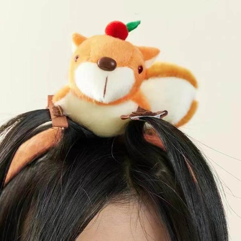 Lovely Plush Squirrel Headband Beautiful Animal Hair Hoop Headwear Accessory