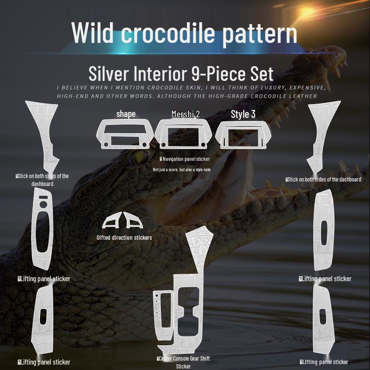 Krokodilmuster Schwarze Folie für 14. Gen Sylphy Innenraum Konsole Gangschaltung Dekoration (20-22)
