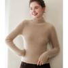 Women's Thickened Double-Strand Cashmere Sweater: Soft, Skin-Friendly, Ribbed, Slim-Fit, Solid Color, Half-High Collar, Flattering Knit Design.