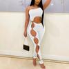 Fashion Sexy Cut Out Jumpsuit Women Spring Off-shoulder Side High Split Skinny Club Outfits Female Bodysuit Y2k Clothes 25427