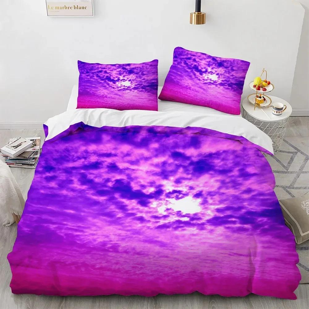 Blue Sky Cloud Duvet Cover Set King Queen Full Size for Kids Boys Girls Polyester Bedding Set Comforter Cover Landscape Pattern