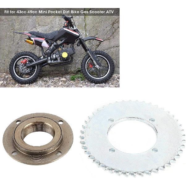 Rear Chain Sprocket Set, 78mm OD 4‑Hole Toothless Flywheel + T8F 44T 54mm Chain Sprocket for 43 49 Mini Gas Scooter ATV