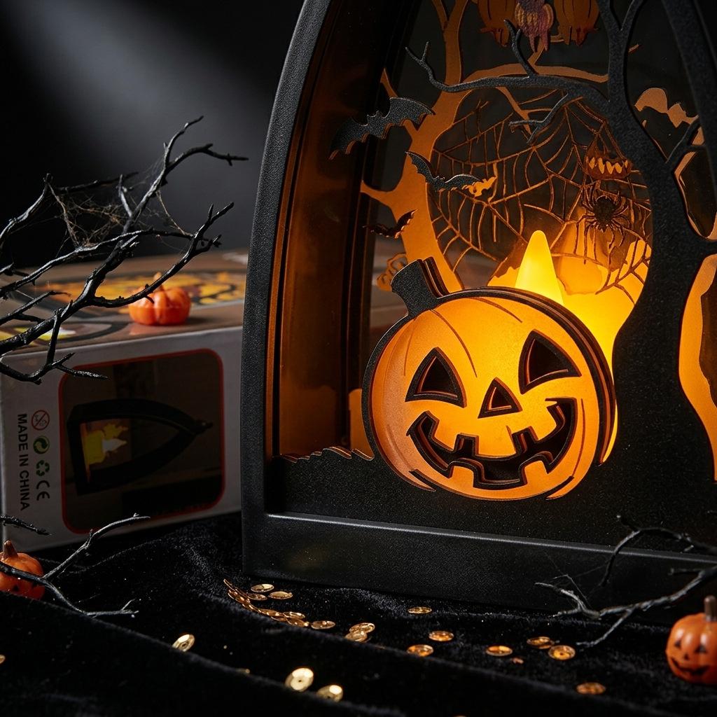 Halloween Decorations Pumpkin Ghost House Skull LED Candles Set 6 Pack Handheld Outdoor Props