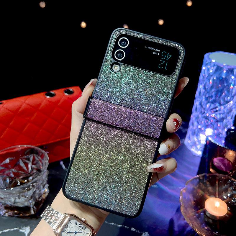 Colorful hinge full-cover protective case for Samsung Galaxy Z Flip4/3, anti-fall design for folding screen.