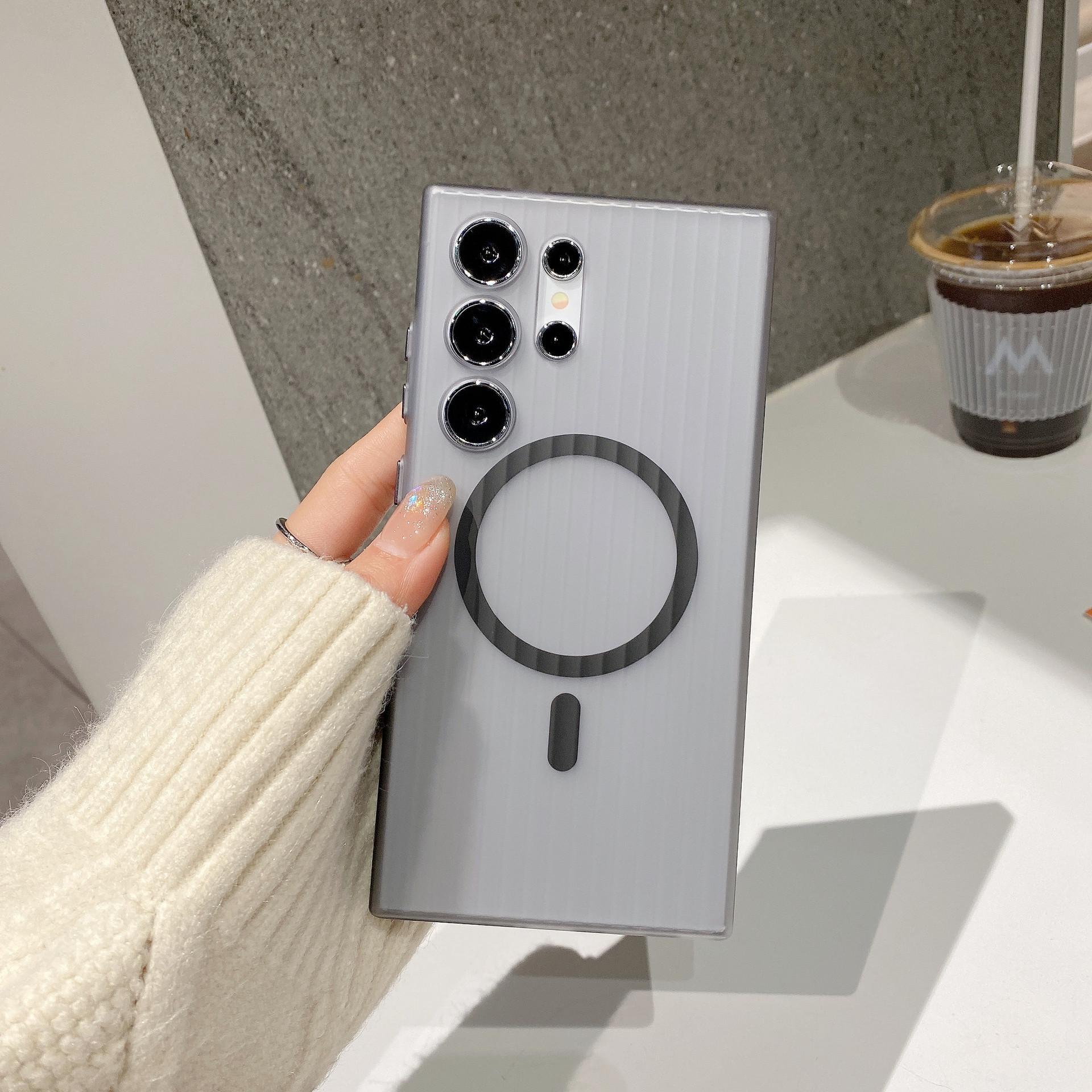 

Corrugated Pattern Suitable for Samsung S25 Ultra Mobile Phone Case with Anti Slip Edge Strips S23u Magnetic S24 Ultra Thin Hard New Trend Galaxy S25