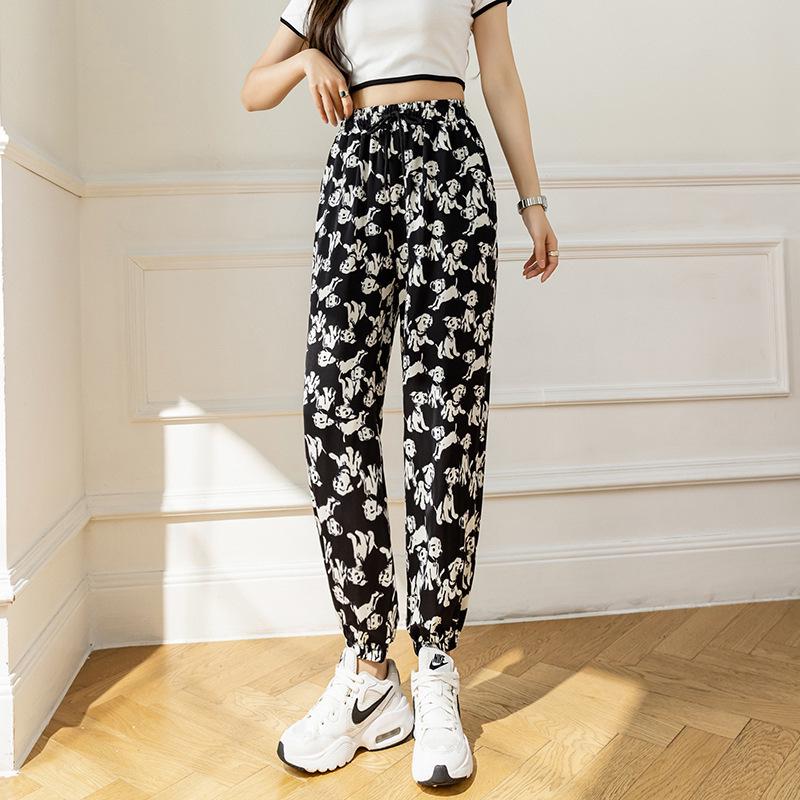 Women's Summer 2025 High Waist Letter Print Loose Slim Harem Leggings