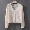 Women's White Hollow Knit Cardigan: Spring Ice Silk Shawl & Outerwear for Camisole Dress, Air Conditioning Shirt Top