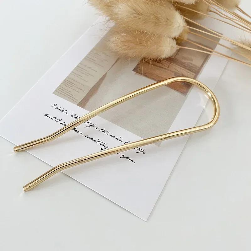 

U-Shaped Small Hairpin Minimalist Hair Fork Alloy Hair Stick Trendy Hair Clip Hair Accessory золотой