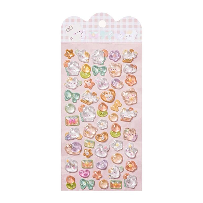 652F Embossed Animal Sticker Adhesive PVC Resin Sticker For Kids Art Craft Water Bottle Notebook Journal Phone Case Laptop