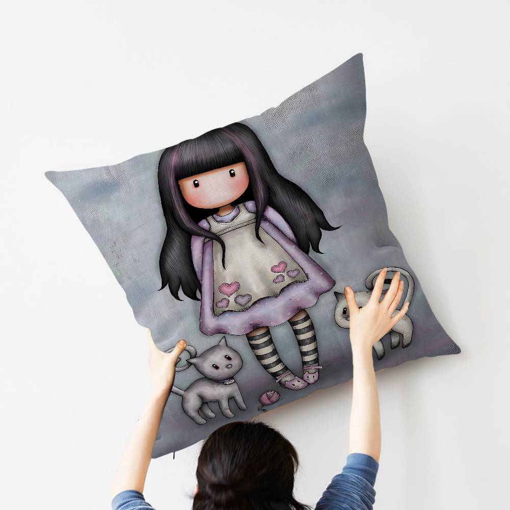 Cute Girls SSantoro Gorjuss Cushion Cover Car Throw Pillow Case For Sofa Car Christmas Gift 40x40cm 45x45cm