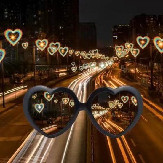 Same Style Heart-Shaped Light Effect Glasses ins Valentine's Day Gift Heart-Shaped Creative Glasses