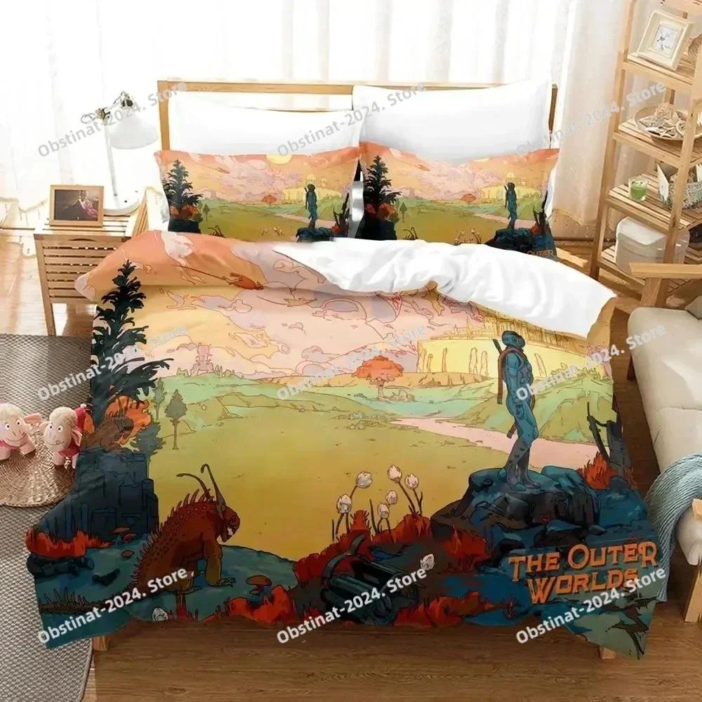 3D Game Outer Worlds Bedding Set Printed Single Comforter Quilt Bed Cover Duvet Cover Pillow Case 3 Pieces Sets Kids Adult Size