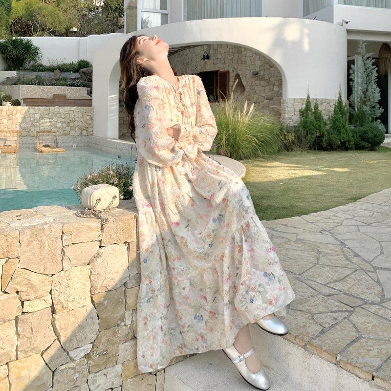 Super Fairy Gentle Wind Romantic French Chic Dopamine Floral Dress New Temperament Pendulum Dress Women's Spring