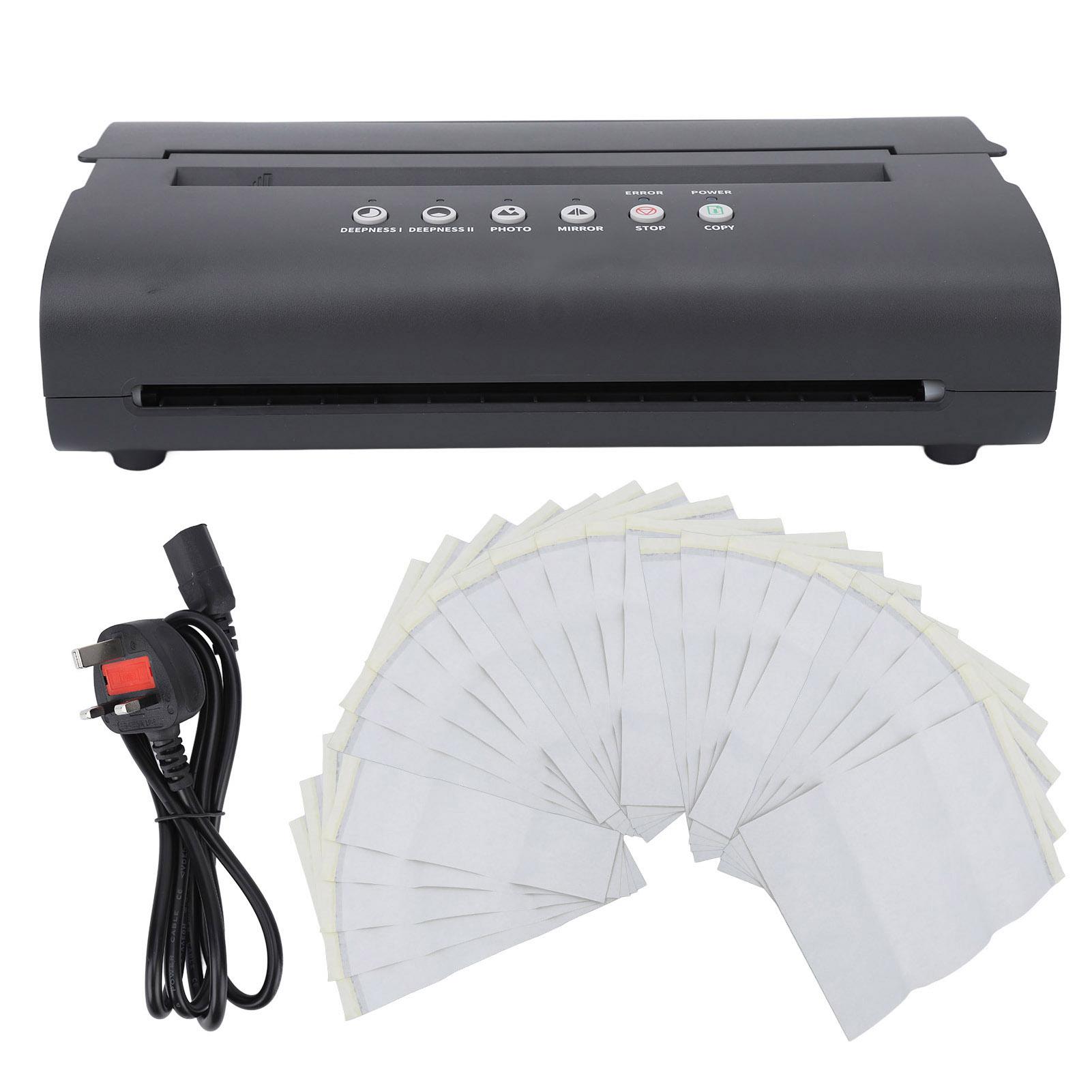 

Tattoo Transfer Machine Set High Speed Low Noise 30pcs Transfer Paper Tattoo Pattern Copier Printer EU Plug