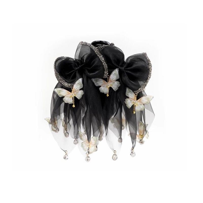 Fashion Trend Black Mesh Rhinestone Bow Hairpins Headband Women Girl Hair Accessories A2