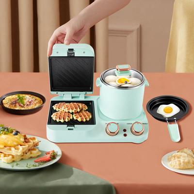 3in1 Frühstücksstation Elektrisch, 110V Mini Toaster Brot, Multifunktionale Frühstücksstation mit Bratpfanne, zum Zubereiten von Nudeln