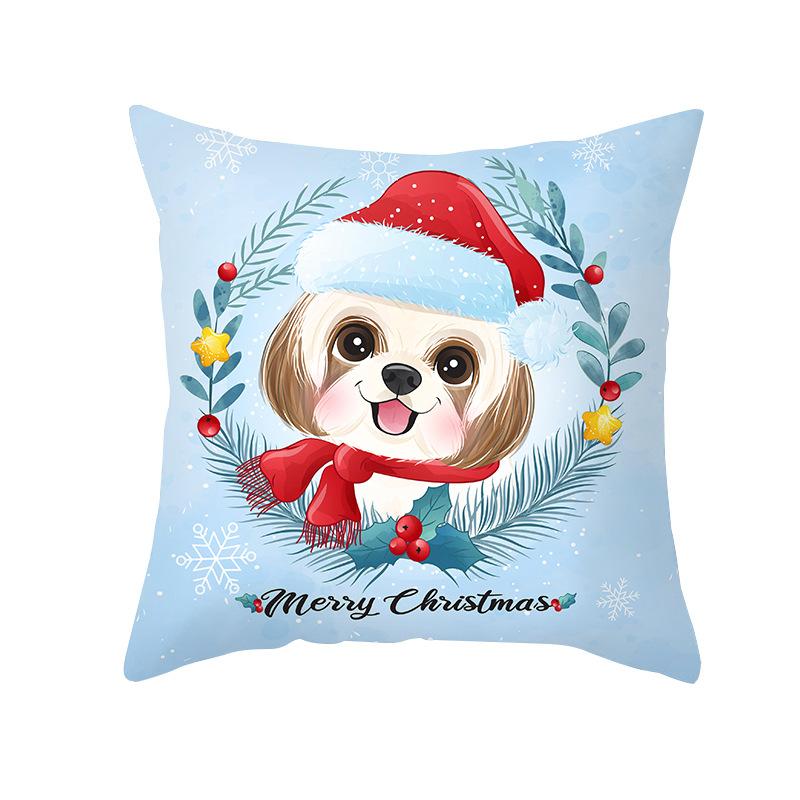 Cartoon Watercolor Christmas Pillow Cover Printed Cute Christmas Snowman Sofa Cushion Pillow Cover Home