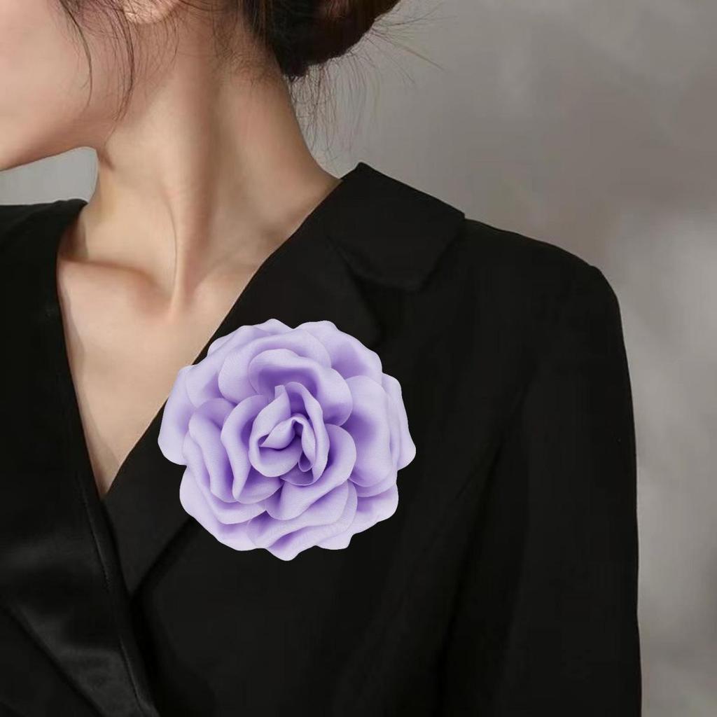 Spilla A Fiore Di Rosa In Tessuto Di Raso Grande – Elegante Camelia Floreale Per Donne, Accessorio Per Matrimoni E Feste