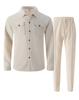 Men's Double-Pocket Waffle Two-Piece Set: Long-Sleeved Shirt and Pants for Autumn