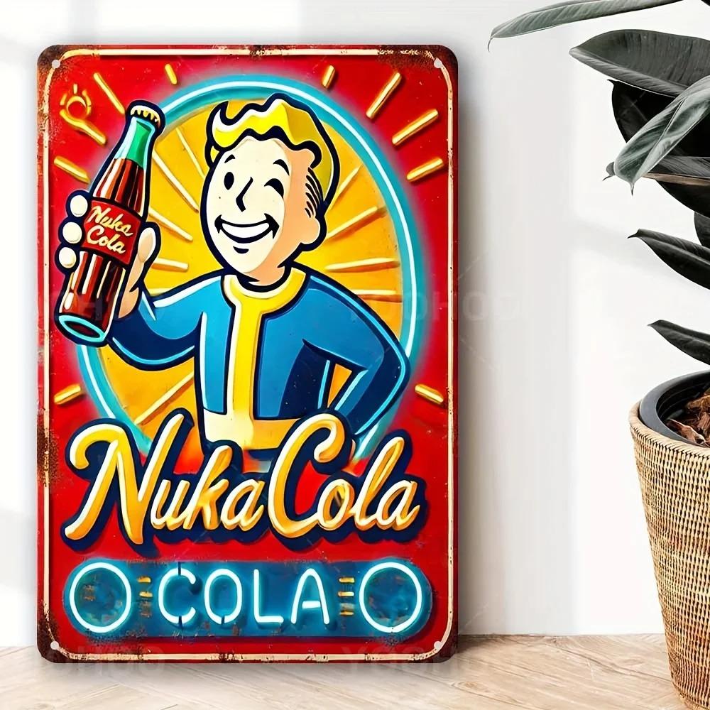 WastelandNostalgiaCo Nuka Cola Aluminum Sign | Vintage Sci-Fi Wall Art | Pre-Drilled for Game Rooms & Man Caves