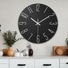 Ceas de perete modern minimalist cu cifre albe 3D și design cu textură de lemn – Mișcare cu quartz silențioasă, alimentat cu baterii, perfect pentru L