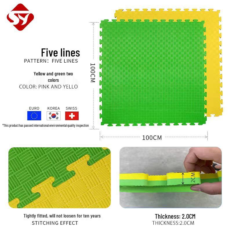 Taekwondo Non-Slip Foam Mat: Thick Interlocking Floor Mat for Martial Arts  Dance Training (100CM) желто-зеленый