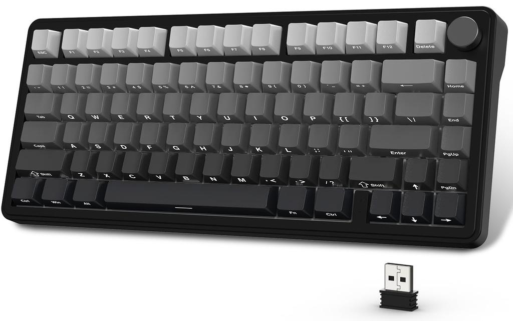 ATTACK SHARK X AJAZZ X85 Gaming Keyboard, Mechanical Keyboard with Bluetooth, Wireless, White Jade Switches, Gasket Mount, Linear Side-Engraved PBT