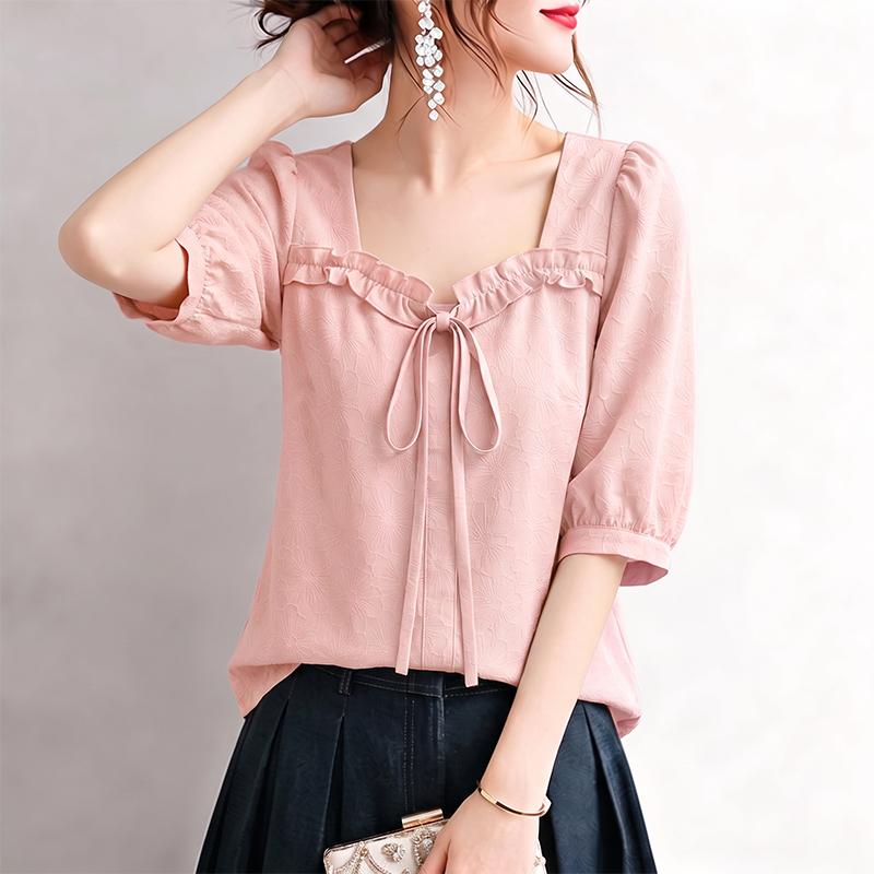 ZANZEA Women Elegant Casual Square Collar Summer Half Sleeve Blouse