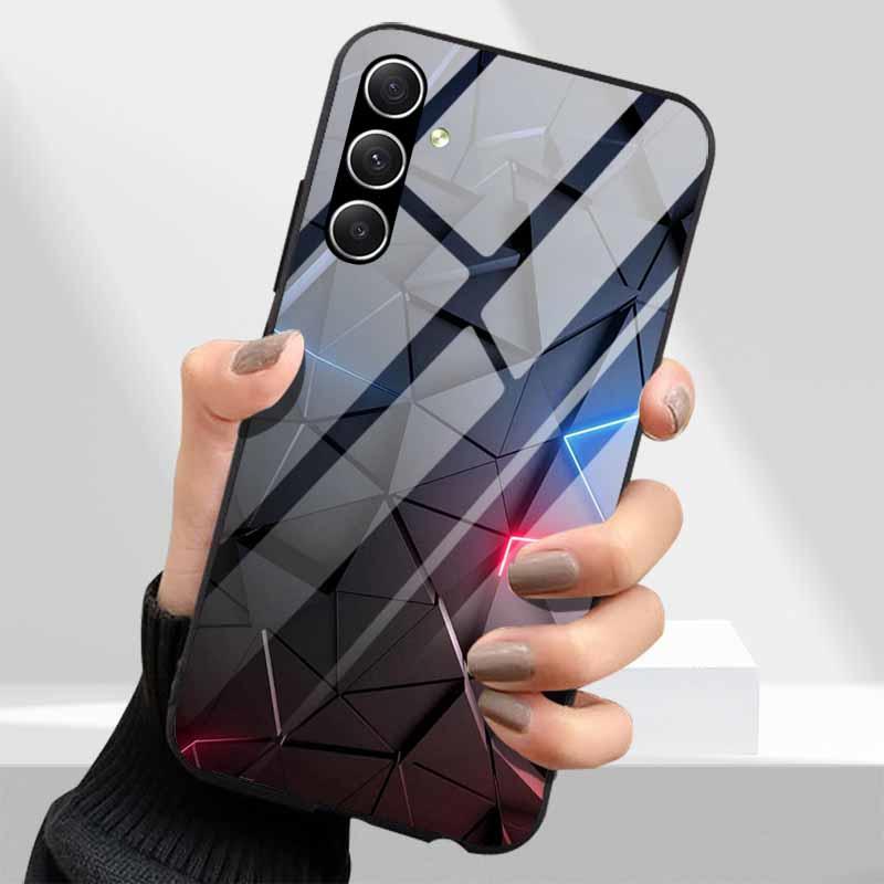 Tempered Glass Phone Cases for Samsung Galaxy A54 A14 A24 A34 Cover Hard PC Back Shell For M54 A15 A25 A55 5G A04s M23 M52 A 54