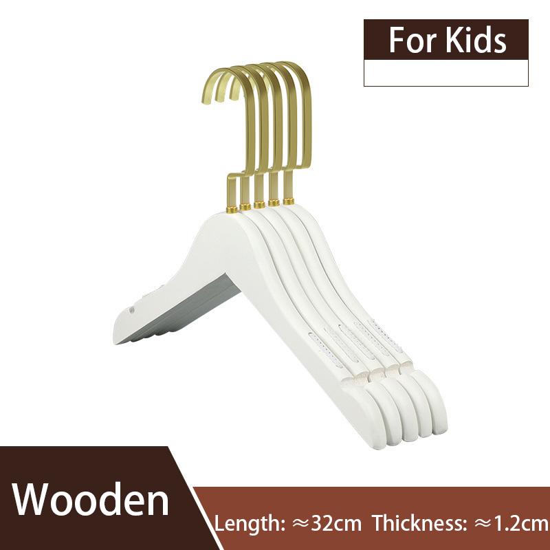 10PCS White Wooden/Plastic Clothes Hangers,Suit Hanger with Shoulder Notched for Kids Adult,Non-Slip Wardrobe Organizer Clothes