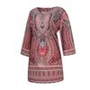 V-Ausschnitt 3/4 Ärmel Shift Design Urlaubs Kleid Ethnischer Stil Bohemia Retro Print Damen Kleid Damen Kleidung