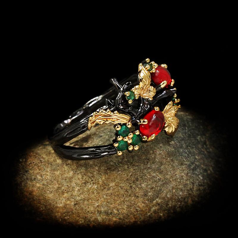 2026 European and American Fashion Popular Color Flower Angel Two-color Women's Ring Hand Jewelry