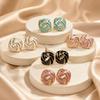 European and American Niche Exquisite Fashionable Square Enamel Drip Earrings - Stainless Steel Studs