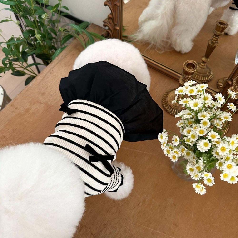 Breathable Pet Striped Short Sleeve Soft Pet Skirt Pet Clothes Pet Princess Dress  Summer