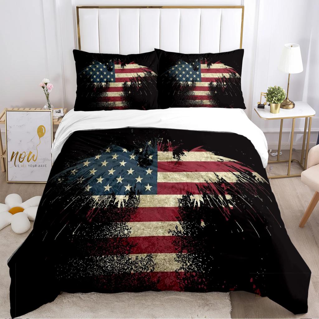 US UK National Flag Digital Polyest Duvet Cover Bedding Sets Soft Quilt Cover and Pillowcases for Teens Single/Double/Queen/King