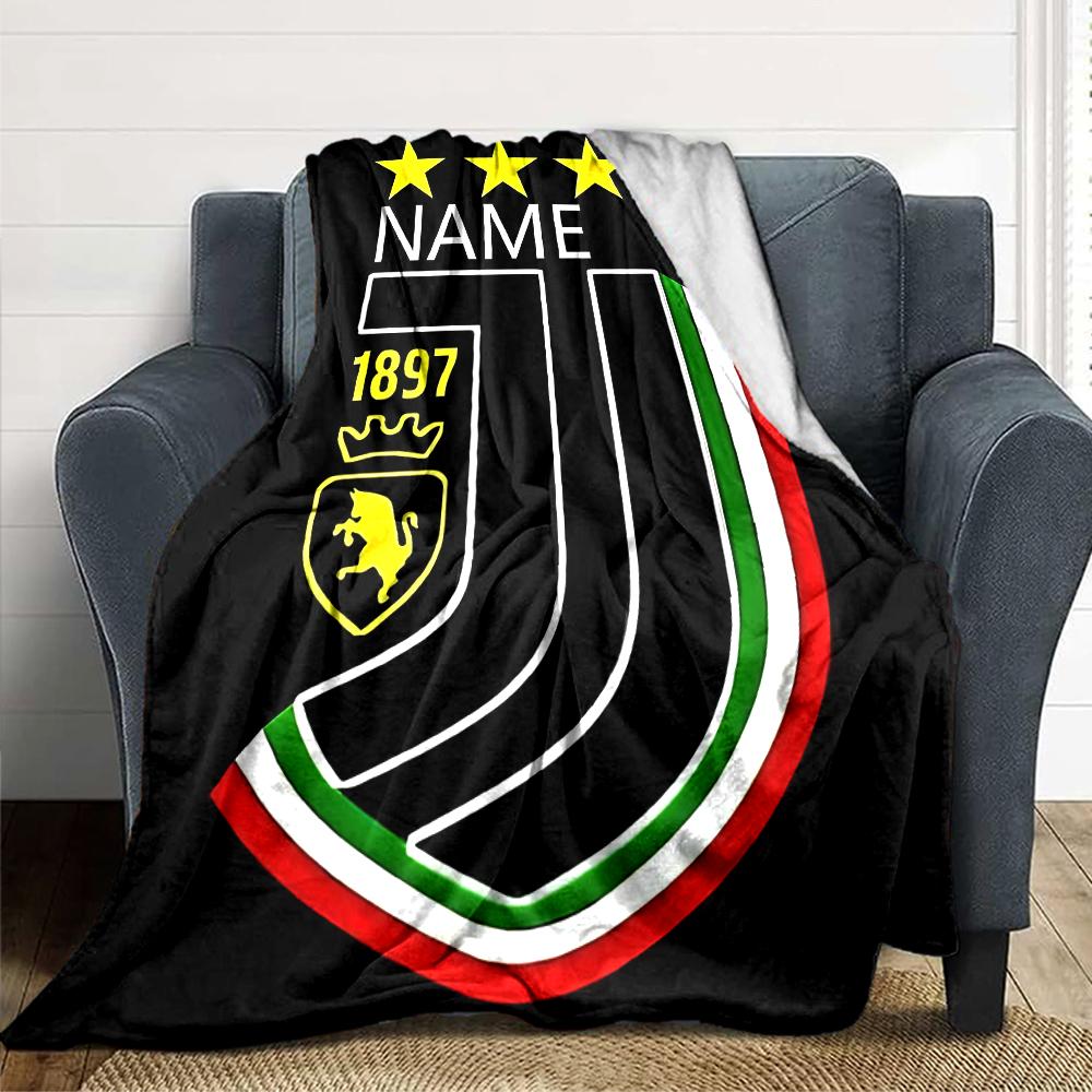 Custom Name Juventus Crest blanket for Couch & Bed, Plush Cozy Fuzzy Blanket Super Soft & Warm Blankets for Fall and Winter. 0908258