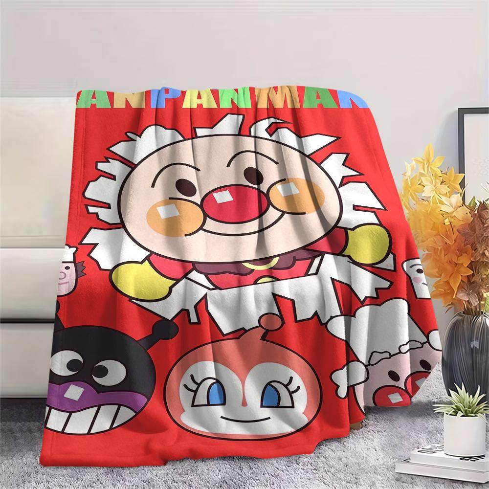 Anpanman Family pattern Flannel Blanket, High quality Comfortable for All Seasons, Home Decor, Warmth and Comfort, Perfect for Gifts.