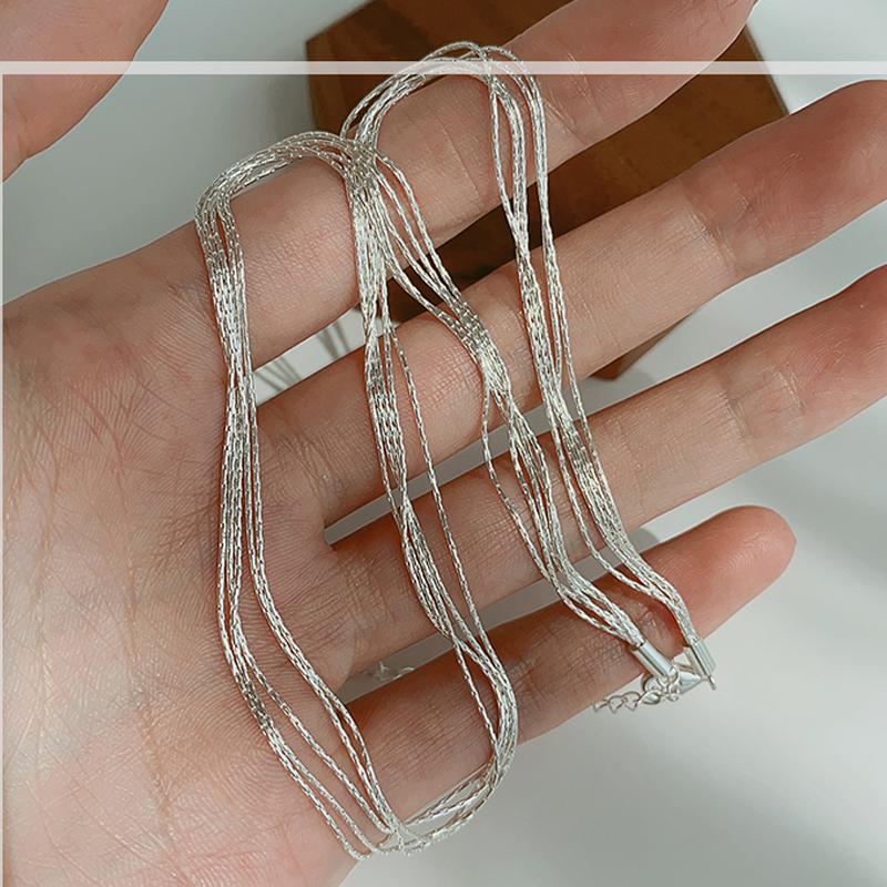 New S925 Sterling Silver Multilayer Exquisite Snake Chain Choker Necklace Simple Women's Wedding Gift Boutique Fine Jewelry